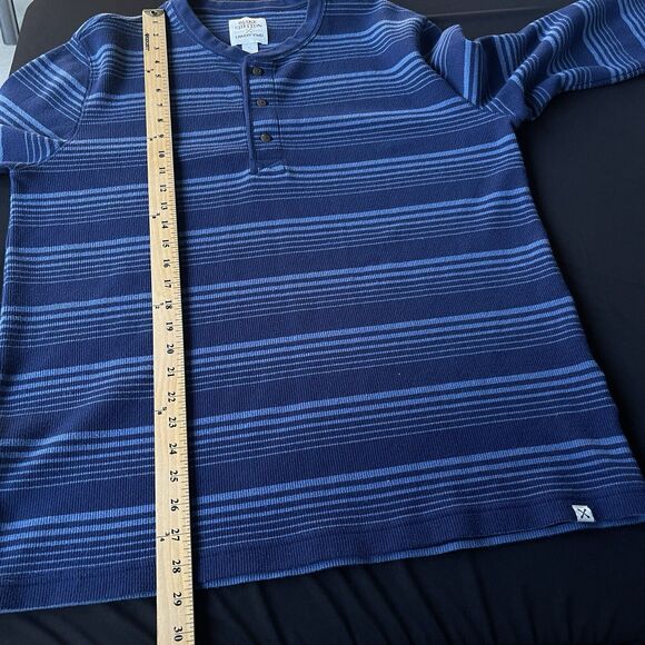 Blake Shelton x Lands End Henley Shirt Mens Large Blue Striped Ribbed Casual - Picture 9 of 10